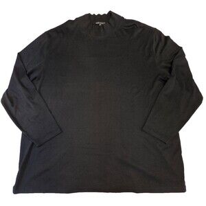 Robert Barakett Black Mock Neck Pima Cotton Long Sleeve Shirt Men's 2XL
